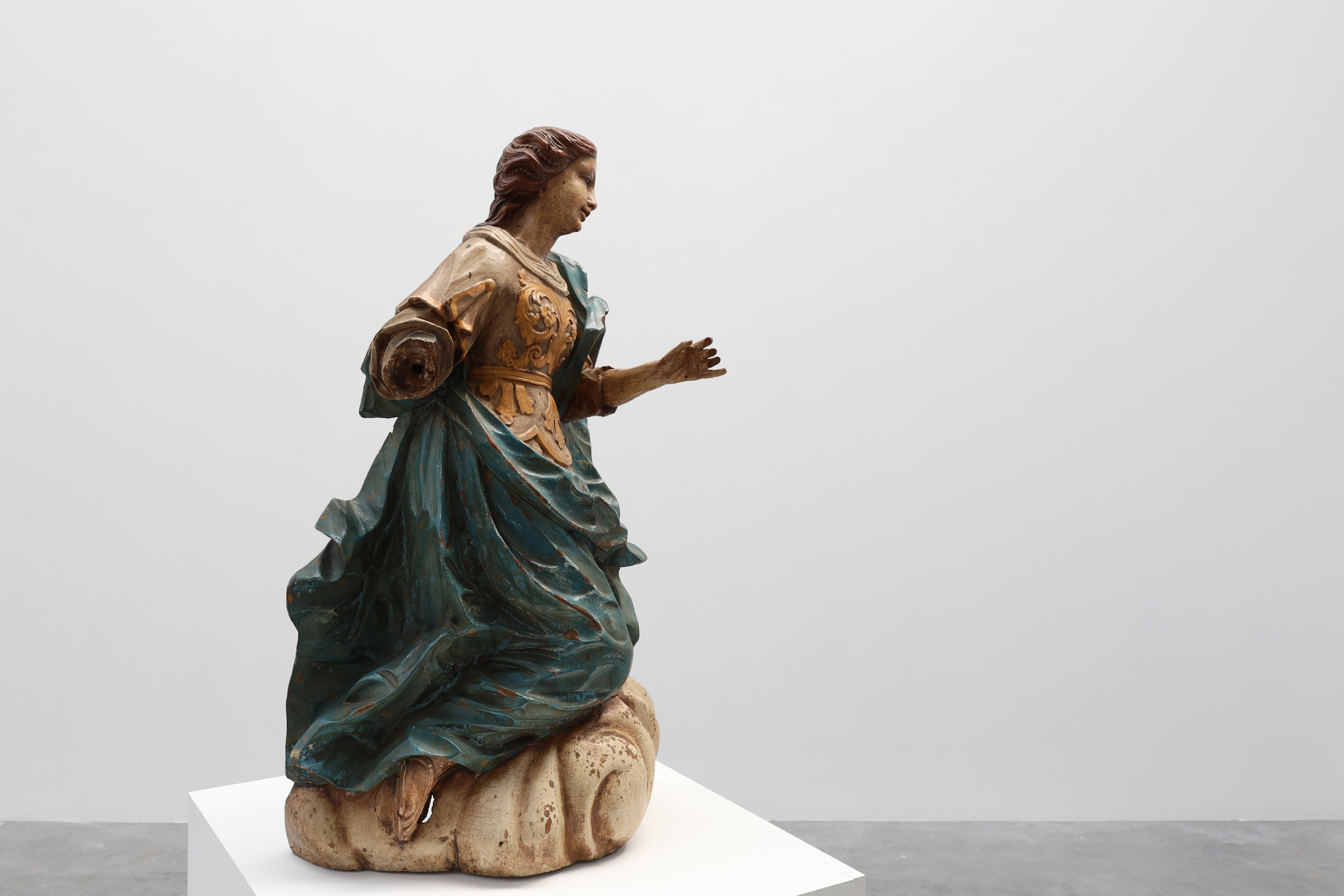 French 18th Century Religious Statue of the Virgin Mary on a cloudthumbnail